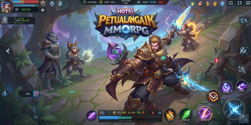 Tangkapan layar utama HOT51 menampilkan pertarungan seru dalam dunia MMORPG.