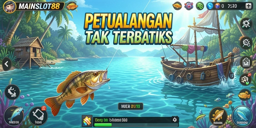 Tampilan gameplay MAINSLOT88 yang menampilkan keseruan memancing ikan.