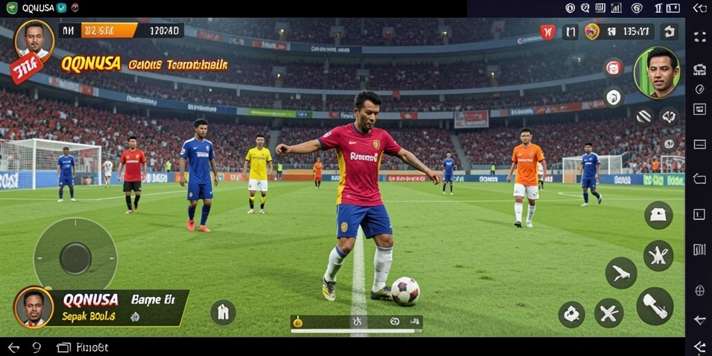 Tampilan gameplay QQNUSA yang menarik dengan aksi sepak bola yang mendebarkan.