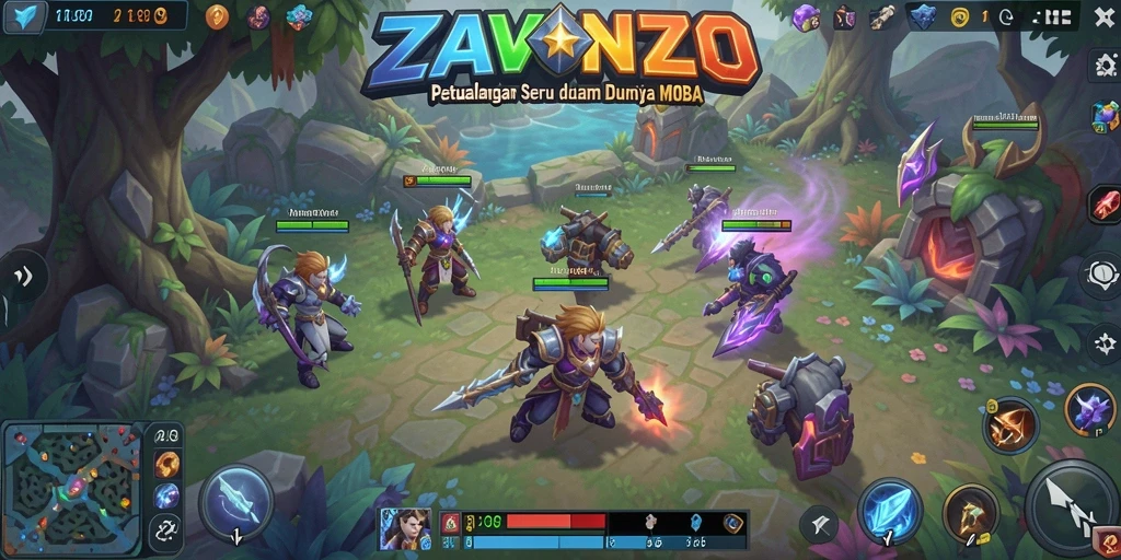 Gameplay seru ZAVONZO dengan karakter unik dan pertempuran strategis.